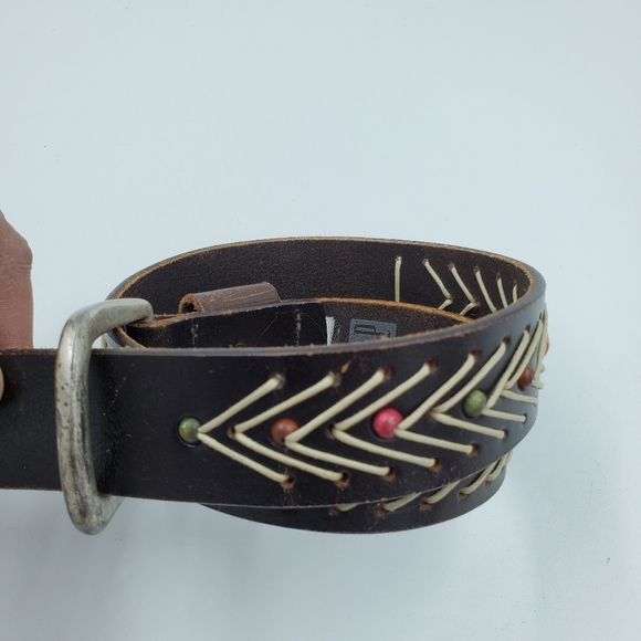 GAP Brown Leather Belt Boho Southwestern Aztec - Picture 3 of 7